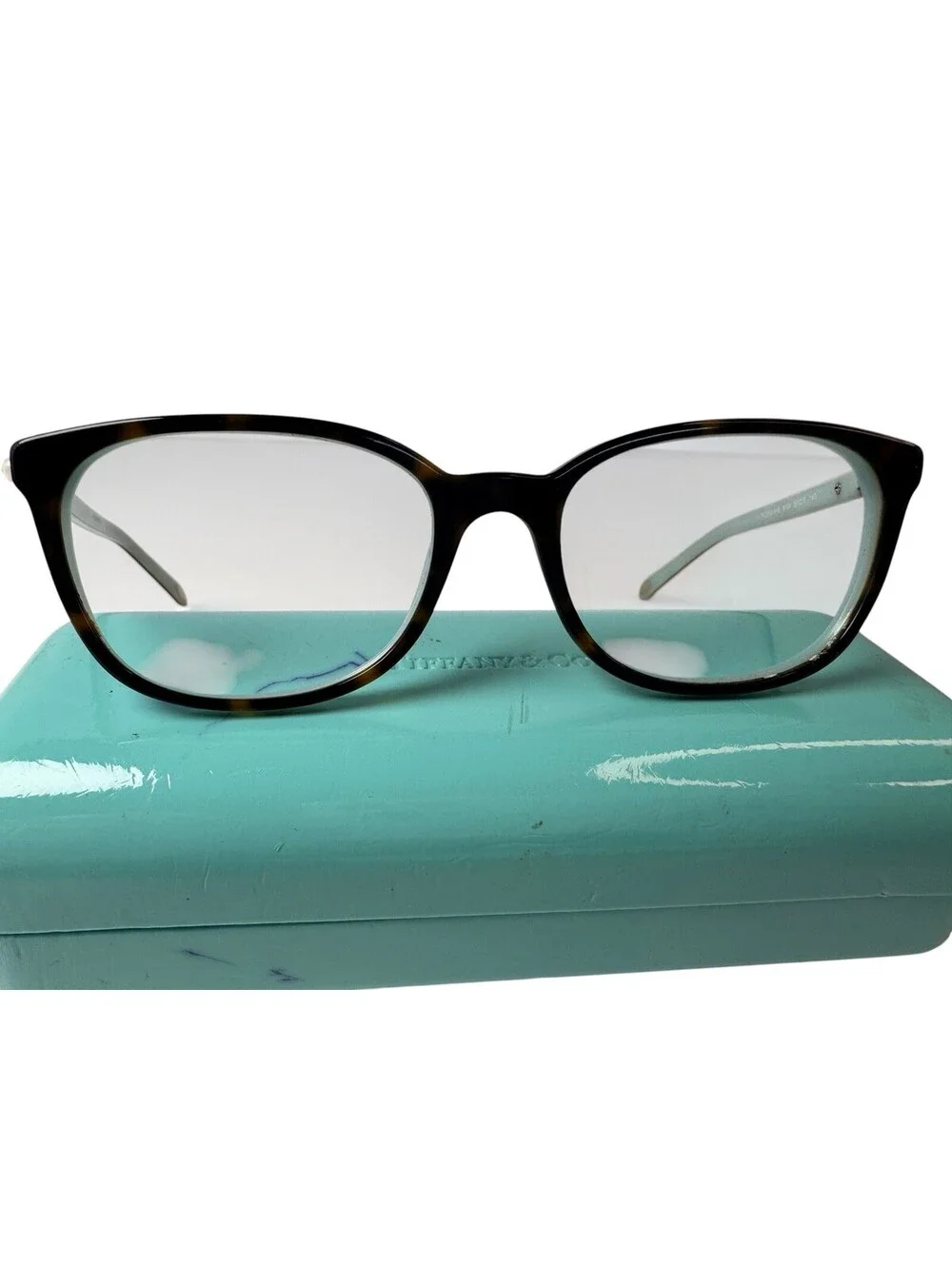 Tiffany & Co. TF 2109H 8134 Havana on Blue Eyeglasses Crystals Pearls FAIR Cond